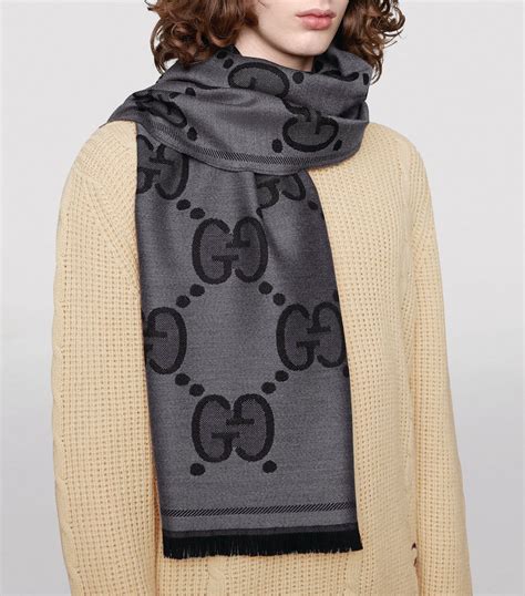 gucci logo scarf grey|Gucci neckerchief.